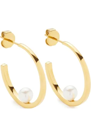 Leonardo Ohrstecker Lucinda, 1 Paar Steck-Creolen aus goldfarbenem Edelstahl, weiße Imitationsperle, Schmuck Damen Geschenk, 024332