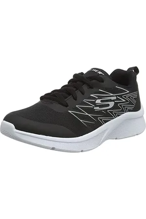 Skechers Jungen Microspec Quick Sprint Sneaker, Schwarz Silberfarben, 27.5 EU