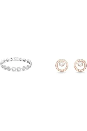 Swarovski Angelic Armband, Rund, Weiss, Rhodiniert & Creativity Ohrstecker, Rund, Weiss, Roségold-Legierungsschicht