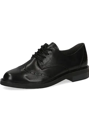 Caprice Damen Schnürschuhe Airmotion aus Leder Blockabsatz Weite G, Schwarz , 37.5 EU