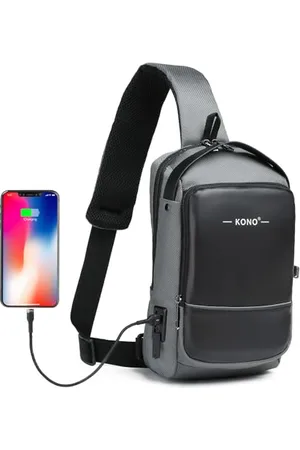 Kono Anti-Diebstahl Sling-Rucksack, wasserabweisende Umhängetasche mit USB-Ladeanschluss, modische Reisetasche für Männer für Radfahren, Camping, Wandern