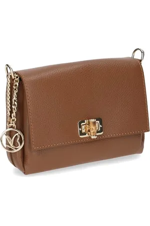 Caprice Damen Schultertasche aus Leder Klein, Braun