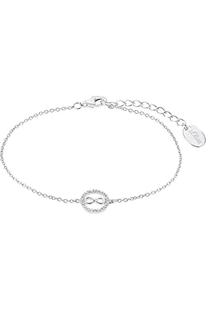 QS by s.Oliver Armband 925 Sterling Damen Armschmuck, mit Zirkonia synth., 17+3 cm, , Infinity, Kommt in Schmuck Geschenk Box, 2032571