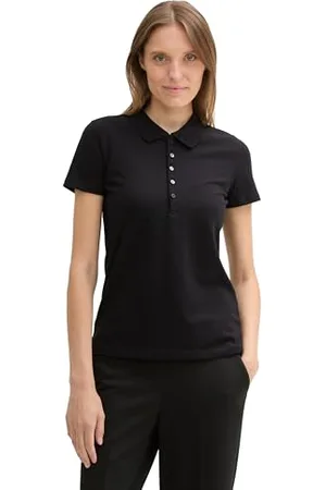 TOM TAILOR Damen 1044731 Piqueé Polo Shirt, 14482-Deep Black, X-Small