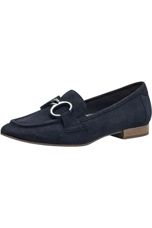 Tamaris COMFORT Damen Slipper aus Leder mit Blockabsatz, Blau , 40 EU