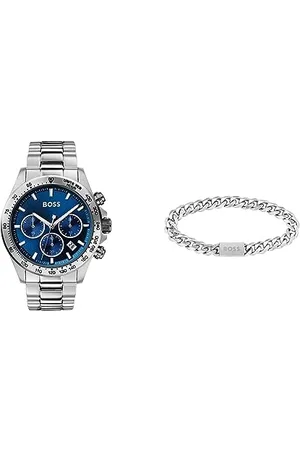 HUGO BOSS Chronograph Quarz Uhr für Herren mit Silbernes Edelstahlarmband - 1513755