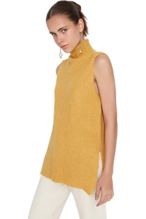Trendyol Damen Half Fisherman Neck Knitwear Sweater, Senfgelb, M EU