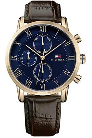 Tommy Hilfiger Multi Zifferblatt Quarz Uhr für Herren mit Braunes Lederarmband - 1791399