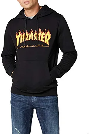 Thrasher Herren Truflp05754 Sweatshirt, Schwarz (Schwarz/Flammen), M