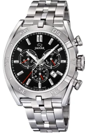 Jaguar Uhrenmodell J852 / 4 aus der Executive-Kollektion, 45,8 mm schwarzes Gehäuse mit Stahlband für Herren J852/4