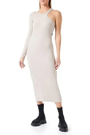 Replay Damen Kleid Langarm Asymmetrisch, (Beige), XS