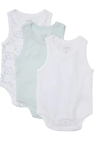 CARE LABEL Body Baby Ärmellos, 3er Pack Lightblue (700), 80