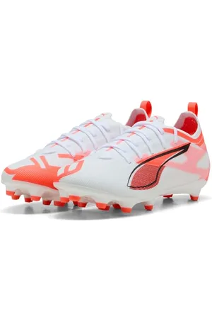 PUMA Ultra 5 PRO FG/AG JR Fussballschuh, White Black-Glowing RED, 34.5 EU