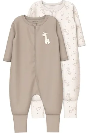 NAME IT Baby Nbnnightsuit 2P Zip Ff Jet Giraffe Noos