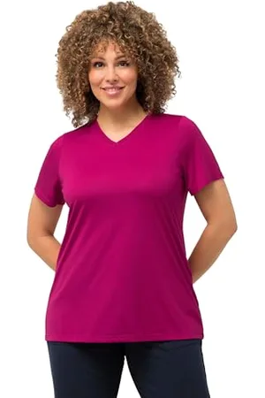 Ulla Popken Damen große Größen Übergrößen Plus Size Funktionsshirt, antibakteriell, V-Ausschnitt, Halbarm 50+ 810781810-50+