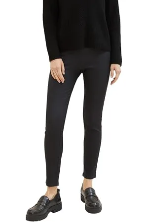 TOM TAILOR Damen Coated Treggings mit Ziernaht, deep black, 44/28