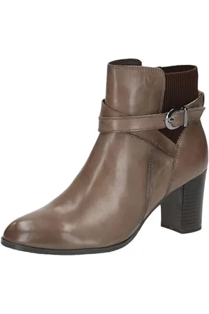 Caprice Damen Stiefeletten mit Absatz aus Leder mit Schnalle, Braun , 38 EU