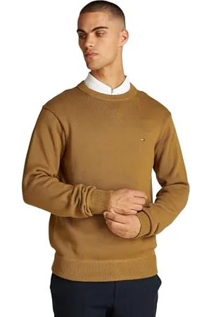 Tommy Hilfiger Herren Pullover Chunky Cotton Crew Neck Strickpullover, Braun (Country Brown), XL