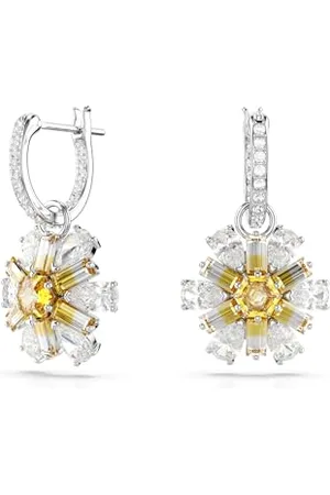 Swarovski Idyllia Drop-Ohrhänger, Gelbe, Rhodinierte Ohrringe im Blumen-Design mit Strahlenden Kristallen