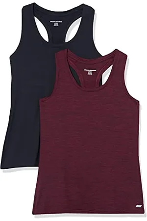 Amazon Damen Active Quick Dry Tech Stretch Racerback-Tanktop (in Übergröße erhältlich), 2er-Pack, , L