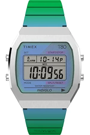 Timex T80 Unisex-Armbanduhr, 36 mm, blaues Kunstharzarmband, digitales Zifferblatt, Edelstahlgehäuse TW2V74500