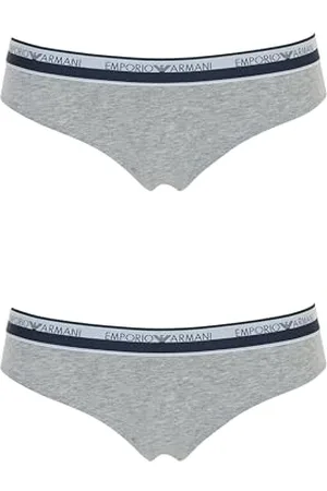 Emporio Armani Damen-Slip aus Stretch-Baumwolle mit Logoband im 2er-Pack, HELLGRAU MELANGE, L