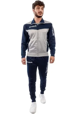 Givova Unisex Visa Luxury Jogginganzug, Gris chiné Clair/bleu, 2XL