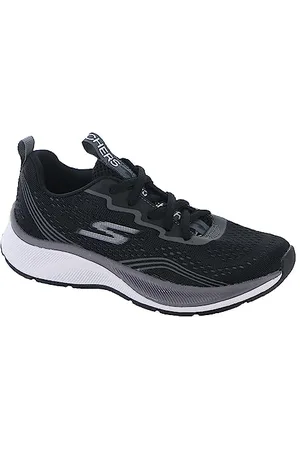 Skechers 403951L BKCC Sneaker, Schwarzer Stoff, anthrazit, weißer Rand, 28.5 EU
