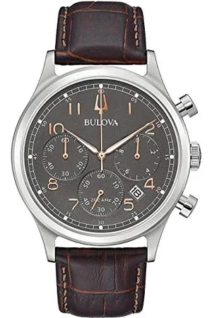 BULOVA Herren Analog Quarz Uhr mit Leder Armband 96B356