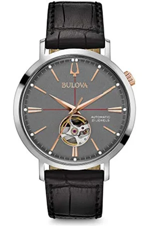 BULOVA Herren Analog Automatik Uhr mit Leder Armband 98A187
