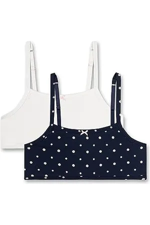 Sanetta Mädchen-Bustier (Doppelpack) Dunkelblau und Off-White | Bequemes und angenehmes Bustier für Mädchen aus Baumwoll-Mix. Inhalt: 2er Set Unterwäsche für Mädchen 152