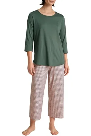 Calida Grounded Nights 7/8-Pyjama Damen, aus 100% Baumwolle