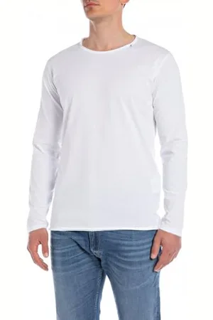 Replay Herren Langarmshirt aus Baumwolle, (Weiß), S