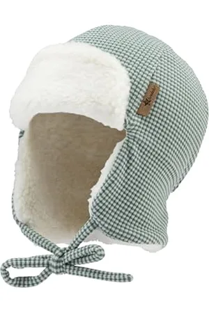 Sterntaler Fliegermütze mit Rippenmuster -dezent gestreift - Jungen Holzfällermütze angeschnittenen Ohrenklappen und Bindeband - Kinder Wintermütze, gefüttert mit Teddyplüsch - ,49