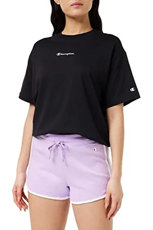 Champion Damen Legacy American Classics Soft Cotton 1x1 Rib Small C-Logo Shorts, Lavendel, XL