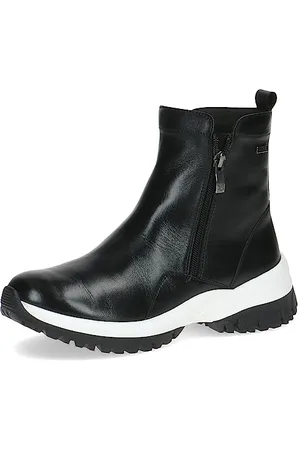 Caprice Damen Stiefeletten ohne Absatz Airmotion aus Leder mit Reißverschluss Weite G, Schwarz , 41 EU