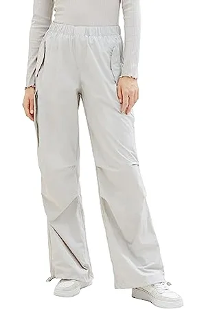 TOM TAILOR Damen 1038214 Cargo Hose mit weitem Bein, 32253-basic Light Grey, XL