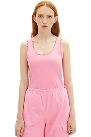 TOM TAILOR Damen 1038422 Basic Top mit Rüschen, 31685-Fresh Pink, M