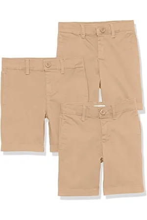 Amazon Jungen Gewebte Uniform-Shorts mit Flacher Vorderseite (knitterfrei), 3er-Pack, , 8 Jahre