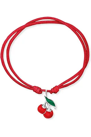 HERZENGEL Mädchen Kinder Armband aus rotem Nylon und einem Kirsch Anhänger aus roter Emaille - Ösenverschluss - längenverstellbar - nickelfrei