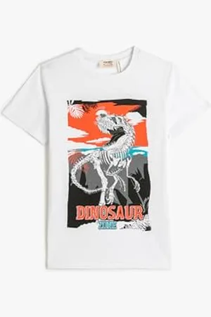 Koton Jungen Dinosaur Printed Short Sleeve Crew Neck Cotton T-Shirt, , 7-8 Jahre EU