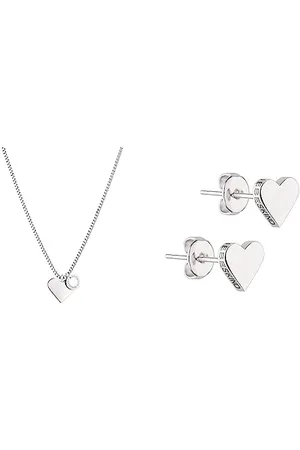 liebeskind LJ-0503-N-45 Damen Collier Herz Edelstahl 45 cm One Size & Ohrringe LJ-0500-E-08 Damen Ohrstecker Herz Edelstahl , One Size