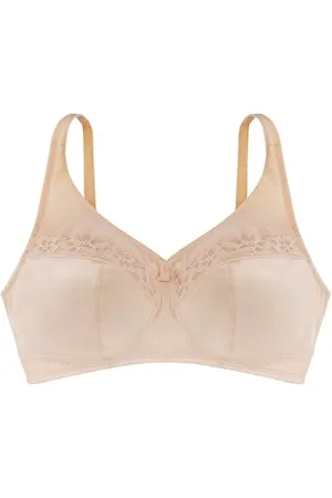 Dorina Damen Minimising Spitze BH ohne bügel, Ungefütterter Minimizer mit extra Breiten Trägern, Teagan, Beige, 75E