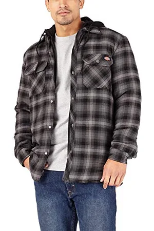 Dickies Herren Big-Tall Relaxed Fleece Hooded Flannel Shirt Jacket Arbeits-Utility-Oberbekleidung, , L
