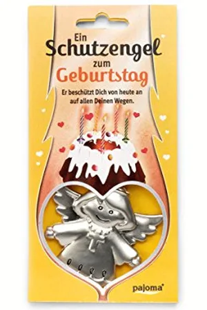 Pajoma 10716 Schlüsselanhänger Schutzengel zum Geburtstag, Metall, Länge 5 cm