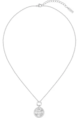Lacoste Damen Schmuck Kollektion MEMENTO aus Edelstahl mit Krokodilgraviertem Anhänger – Halskette, Armband und Steckerohrringe