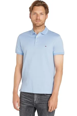 Tommy Hilfiger Herren Poloshirt Kurzarm Pretwist Mouline Slim Fit, Blau (Vessel Blue/White Moulin), S
