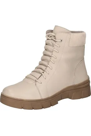 Caprice Damen Stiefeletten zum Schnüren aus Leder Wasserabweisend, Beige , 38 EU