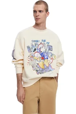 Desigual Herren Sweat_Mickey_Patches Sweatshirt, weiß, M