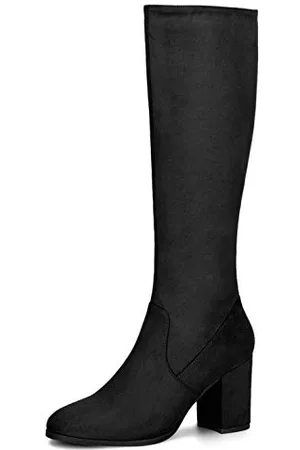 Allegra K Damen Round Toe Reißverschluss Blockabsatz Kniehohe Boots Stiefel 39